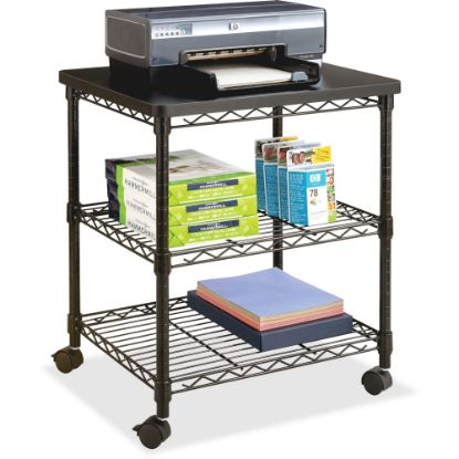 Picture of Safco Deskside Wire Machine Stand - 200 lb Load Capacity - 2 x Shelf(ves) - 27in Height x 24in Width x 20in Depth - Steel - Black