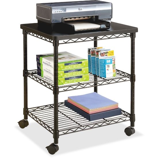 Picture of Safco Deskside Wire Machine Stand - 200 lb Load Capacity - 2 x Shelf(ves) - 27in Height x 24in Width x 20in Depth - Steel - Black