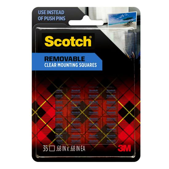 Picture of Scotch Removable Wall Mounting Tabs, 11/16in x 11/16in, Clear, Box Of 35