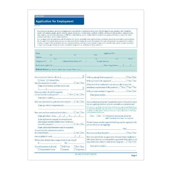 Picture of ComplyRight State-Compliant Job Applications, Michigan, Pack Of 50