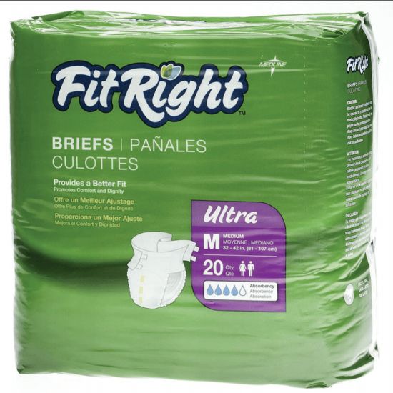 Picture of FitRight Ultra Briefs, Medium, 32 - 42in, White, Bag Of 20