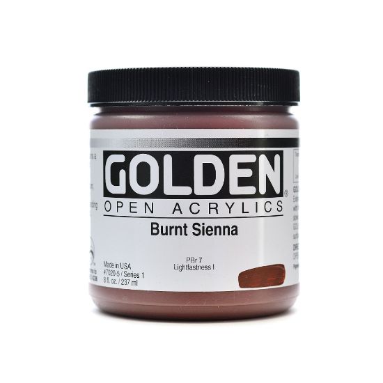 Picture of Golden OPEN Acrylic Paint, 8 Oz Jar, Burnt Sienna