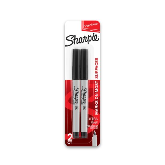 Picture of Sharpie Permanent Ultra-Fine Point Markers, Black, Pack of 2 Markers