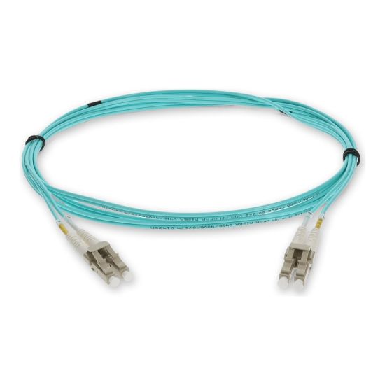 Picture of AddOn 1m HP QK732A Compatible LC OM4 Aqua Patch Cable - Patch cable - LC/UPC multi-mode (M) to LC/UPC multi-mode (M) - 1 m - fiber optic - duplex - 50 / 125 micron - OM4 - halogen-free - aqua