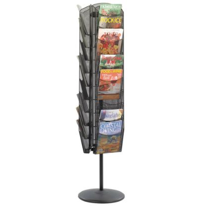 Picture of Safco Onyx 30-Pocket Mesh Rotating Literature Display, 65inH x 16inD, Black