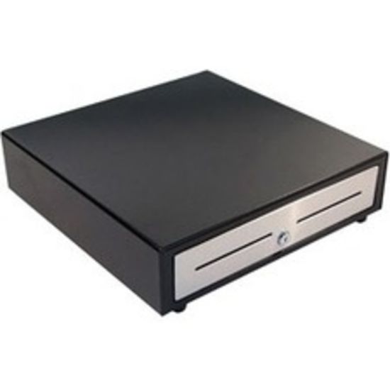 Picture of APG Cash Drawer Vasario 1616 Cash Drawer - 5 Bill x 5 Coin - Dual Media Slot, Stainless Steel - Black - USB - 4.3in H x 16.2in W x 16.3in D