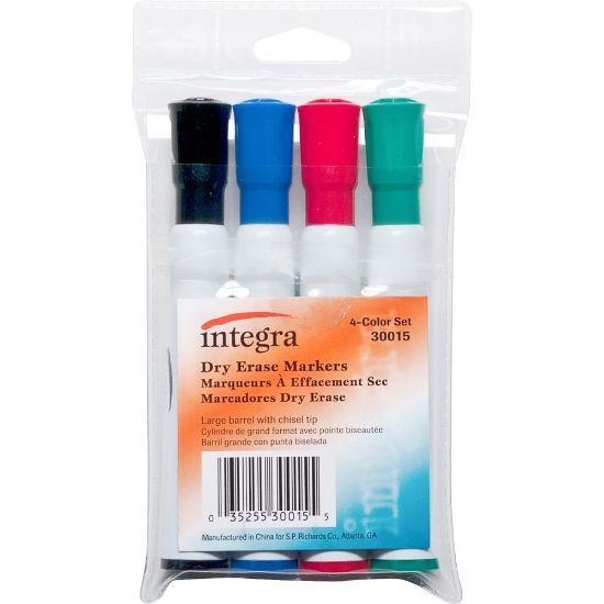 Picture of Integra Chisel Point Dry-erase Markers - Chisel Marker Point Style - Assorted - 4 / Set