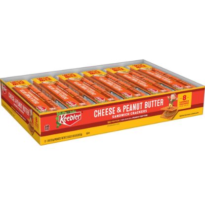 Picture of Keebler Sandwich Crackers, Single Serve Snack Crackers, Office and Kids Snacks, Big Snack Pack, Cheese and Peanut Butter, 21.6oz Tray (12 Packs)