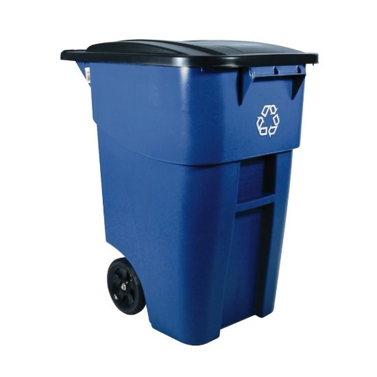 Picture of Rubbermaid Square Brute Big Wheel Container, 50 Gallons, Blue