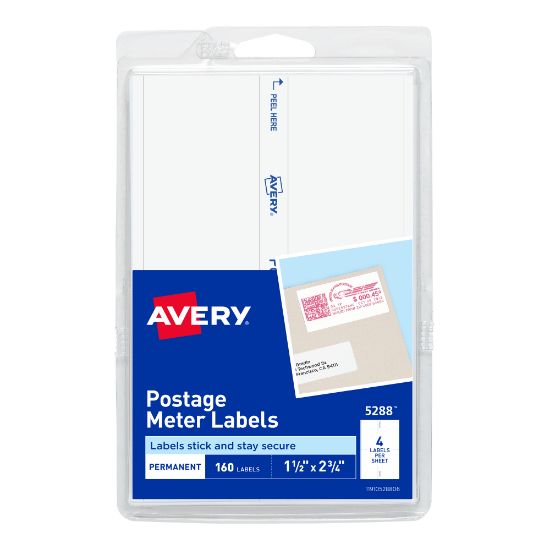 Picture of Avery Postage Meter Labels, 5288, 1 1/2in x 2 3/4in, White, Pack Of 160