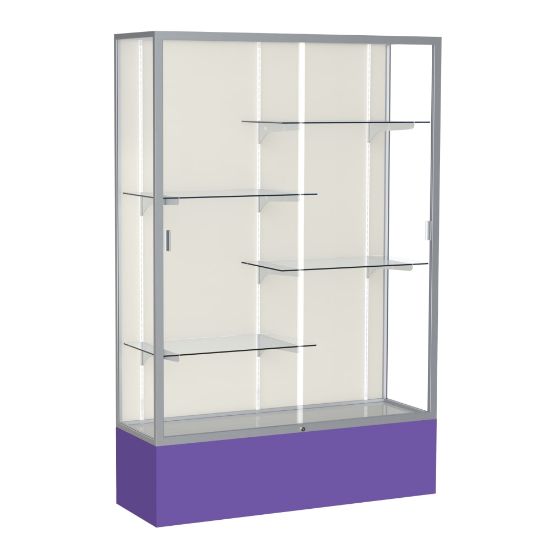 Picture of Waddell Spirit 4-Shelf Floor Display Case, 72inH x 48inW x 16inD, Purple Base/Satin Finish