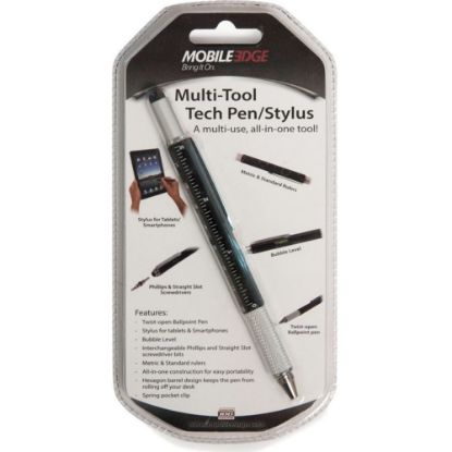 Picture of Mobile Edge Multi-Tool Tech Pen/Stylus (Black) - Metal - Black - Tablet, Smartphone Device Supported