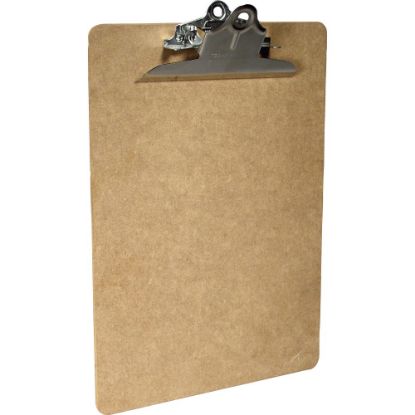 Picture of Saunders Brown Hardboard Clipboards - 1in Clip Capacity - 8 1/2in x 11in - Spring Clip - Standard - Hardboard - Brown - 1 Each