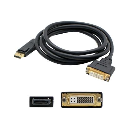 Picture of AddOn 8in DisplayPort to DVI-I Adapter Cable - DisplayPort adapter - DisplayPort (M) to DVI-I (F) - 7.9 in - black