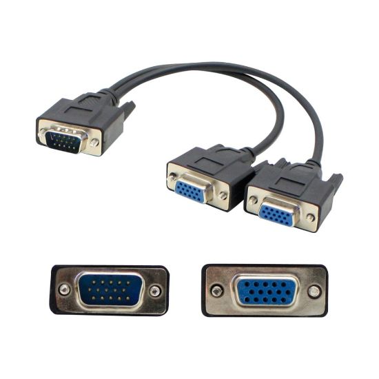 Picture of AddOn 8in VGA Splitter Cable - VGA splitter - HD-15 (VGA) (M) to HD-15 (VGA) (F) - 8 in - black