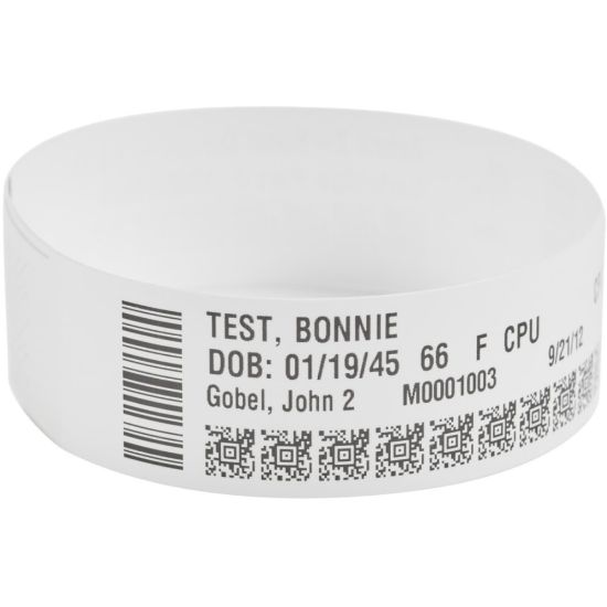 Picture of Zebra Z-Band DirectPolypropylene Wristbands, 1in x 11in, White, 200 Per Roll, Carton Of 6 Rolls