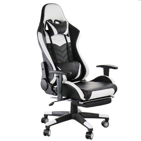 Picture of GameFitz Ergonomic Faux Leather Gaming Chair, Black/White