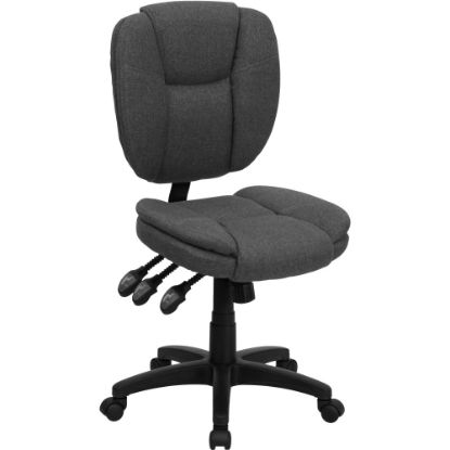 Picture of Flash Furniture Fabric Mid-Back Multifunction Ergonomic Swivel Task Chair, Gray/Black