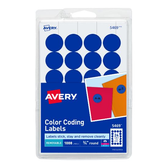 Picture of Avery Removable Color-Coding Labels, 5469, Round, 3/4in Diameter, Dark Blue, Pack Of 1,008