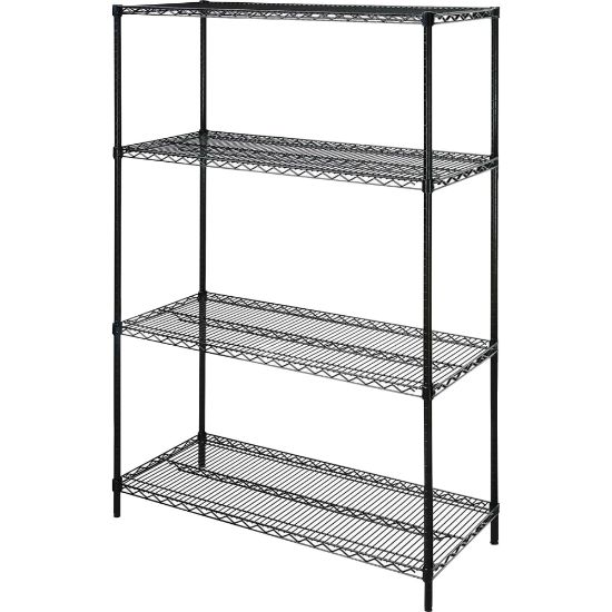 Picture of Lorell Industrial Wire Shelving Starter Unit, 48inW x 18inD, Black