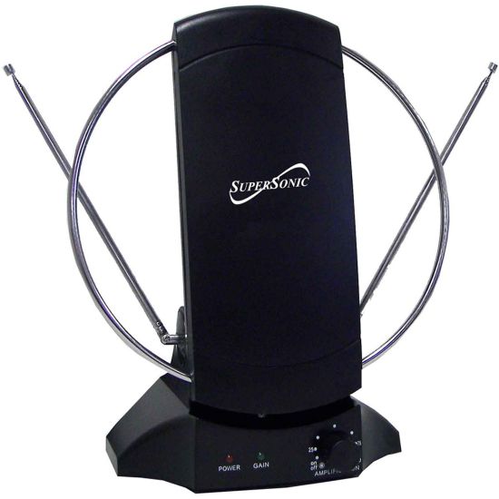 Picture of Supersonic SC-605 HDTV and Digital Amplified TV Indoor Antenna - 40Mile - 30dB - Satellite HDTV, Radio Communication - Desktop