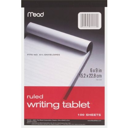 Picture of Mead Ruled Writing Tablet - 100 Sheets - Ruled - 20 lb Basis Weight - 6in x 9in - White Paper - 1 Each