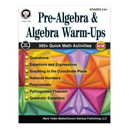 Picture of Mark Twain Media Pre-Algebra And Algebra Warm-Ups Workbook, Grades 5 - 12