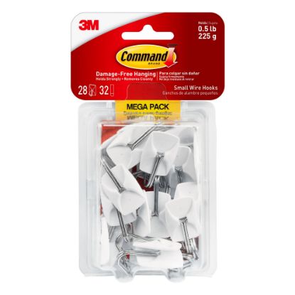 Picture of Command Small Wire Toggle Hooks, 28 Command Hooks, 32 Command Strips, Damage Free Organizing of Dorm Rooms, White