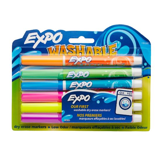 Picture of EXPO Washable Dry-Erase Markers, Assorted, Fine Point, Pack Of 6