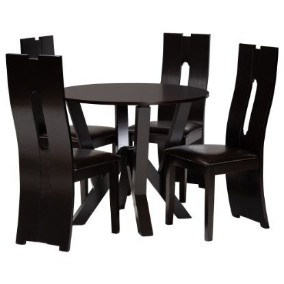 Picture of Baxton Studio Senan Dining Set, 29-15/16inH x 35-7/16inW x 35-7/16inD, Dark Brown/Espresso