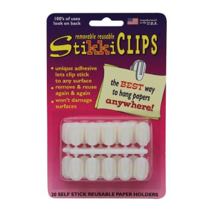 Picture of Stikkiworks Co. StikkiCLIPS, 3/4in, 6-Sheet Capacity, White, 20 Clips Per Pack, Set Of 6 Packs