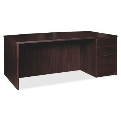 Picture of Lorell Prominence 2.0 72inW Bow-Front Right-Pedestal Computer Desk, Espresso