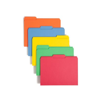 Picture of Smead Color File Folders, With Reinforced Tabs, Letter Size, 1/3 Cut, Assorted Colors, Box Of 100