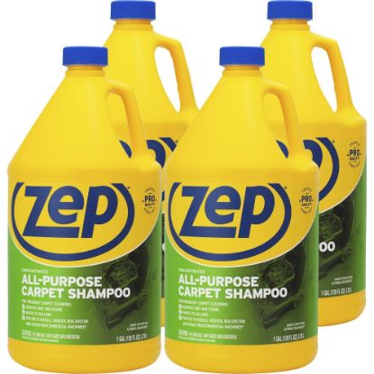 Picture of Zep All-Purpose Carpet Shampoo - Concentrate - 128 fl oz (4 quart) - 4 / Carton - Heavy Duty - Blue