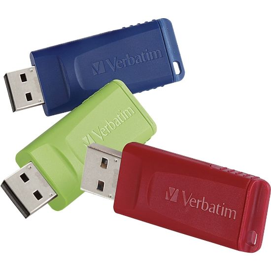 Picture of Verbatim 32GB Store "n Go USB Flash Drive - 3pk - Red, Green, Blue - 32GB - 3pk - Red, Blue, Green