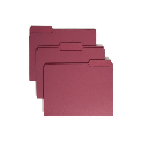 Picture of Smead Color File Folders, Letter Size, 1/3 Cut, Maroon, Box Of 100