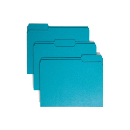 Picture of Smead Color File Folders, Letter Size, 1/3 Cut, Teal, Box Of 100