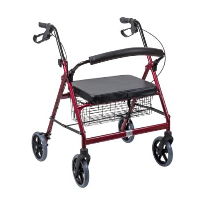 Picture of DMI Adjustable Steel Bariatric Rollator With Seat, 34 3/4in x 28 1/2in, Burgundy