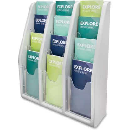 Picture of deflecto Countertop/Wall Mount Literature Display - 12 Pocket(s) - 19.8in Height x 15.8in Width x 5in Depth - Desktop, Wall Mountable - Gray - Plastic - 1Each