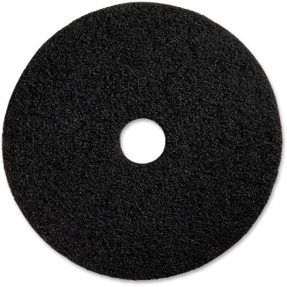 Picture of Genuine Joe Black Floor Stripping Pad - 19in Diameter - 5/Carton x 19in Diameter x 1in Thickness - Stripping, Floor - 175 rpm to 350 rpm Speed Supported - Resilient, Heavy Duty, Flexible, Dirt Remover, Long Lasting, Abrasive, Rotate - Fiber, Resin - Black