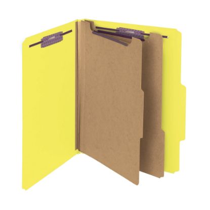 Picture of Smead Pressboard Classification Folders, 2 Dividers, Letter Size, Yellow, Box Of 10