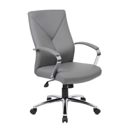 Picture of Boss Office Products Ergonomic High-Back Chair, Gray/Chrome/Gray