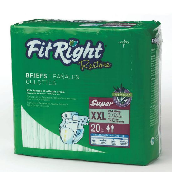 Picture of FitRight Restore Briefs, XX-Large, Green, Bag Of 20