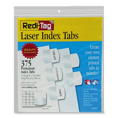 Picture of Redi-Tag Laser Index Tabs, 1 1/8in x 1 1/4in, White, Pack Of 375