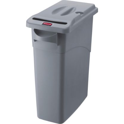 Picture of Rubbermaid Commercial Slim Jim Confidential Document Container w/Lid - External Dimensions: 11in Width x 22in Depth x 25in Height - 16 gal - Lid Lock Closure - Gray - For Document - 1 Each