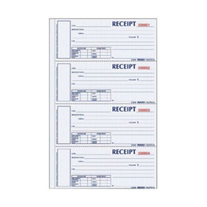 Picture of Rediform Hardbound Numbered Money Receipt Books - 200 Sheet(s) - 3 PartCarbonless Copy - 2.75in x 6.87in Form Size - 8in x 11in Sheet Size - White, Canary, Pink - Red Print Color - 1 Each