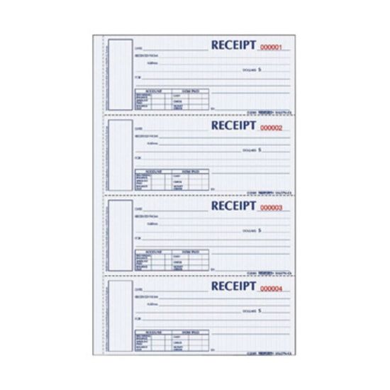 Picture of Rediform Hardbound Numbered Money Receipt Books - 200 Sheet(s) - 3 PartCarbonless Copy - 2.75in x 6.87in Form Size - 8in x 11in Sheet Size - White, Canary, Pink - Red Print Color - 1 Each