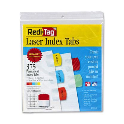 Picture of Redi-Tag Laser Index Tabs, 1 1/8in x 1 1/4in, Assorted, Pack Of 375