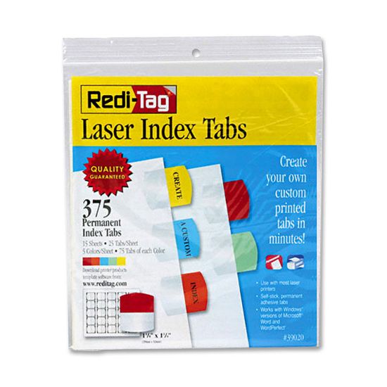 Picture of Redi-Tag Laser Index Tabs, 1 1/8in x 1 1/4in, Assorted, Pack Of 375