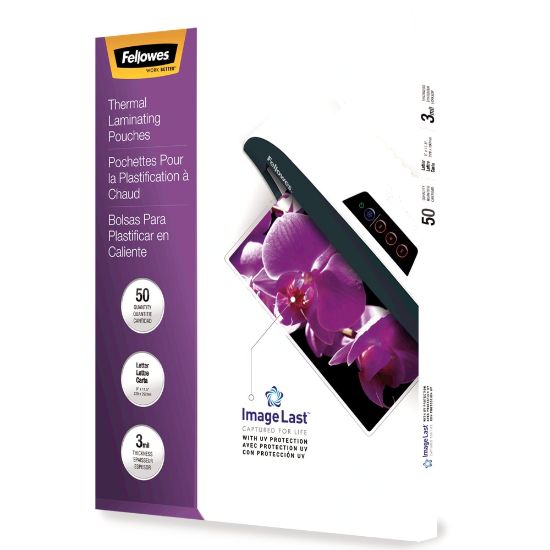 Picture of Fellowes ImageLast Thermal Laminating Pouches, UV Protection, 9in x 11 1/2in, 3 Mil, Glossy, Pack Of 50